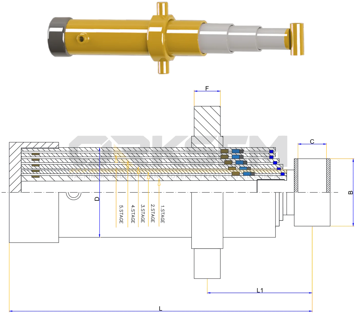 Heavy-duty telescopic cylinders