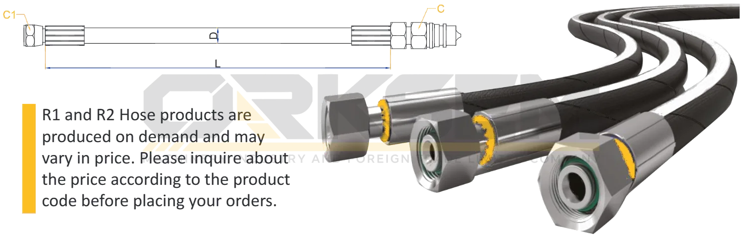 R1–R2 hydraulic hoses
